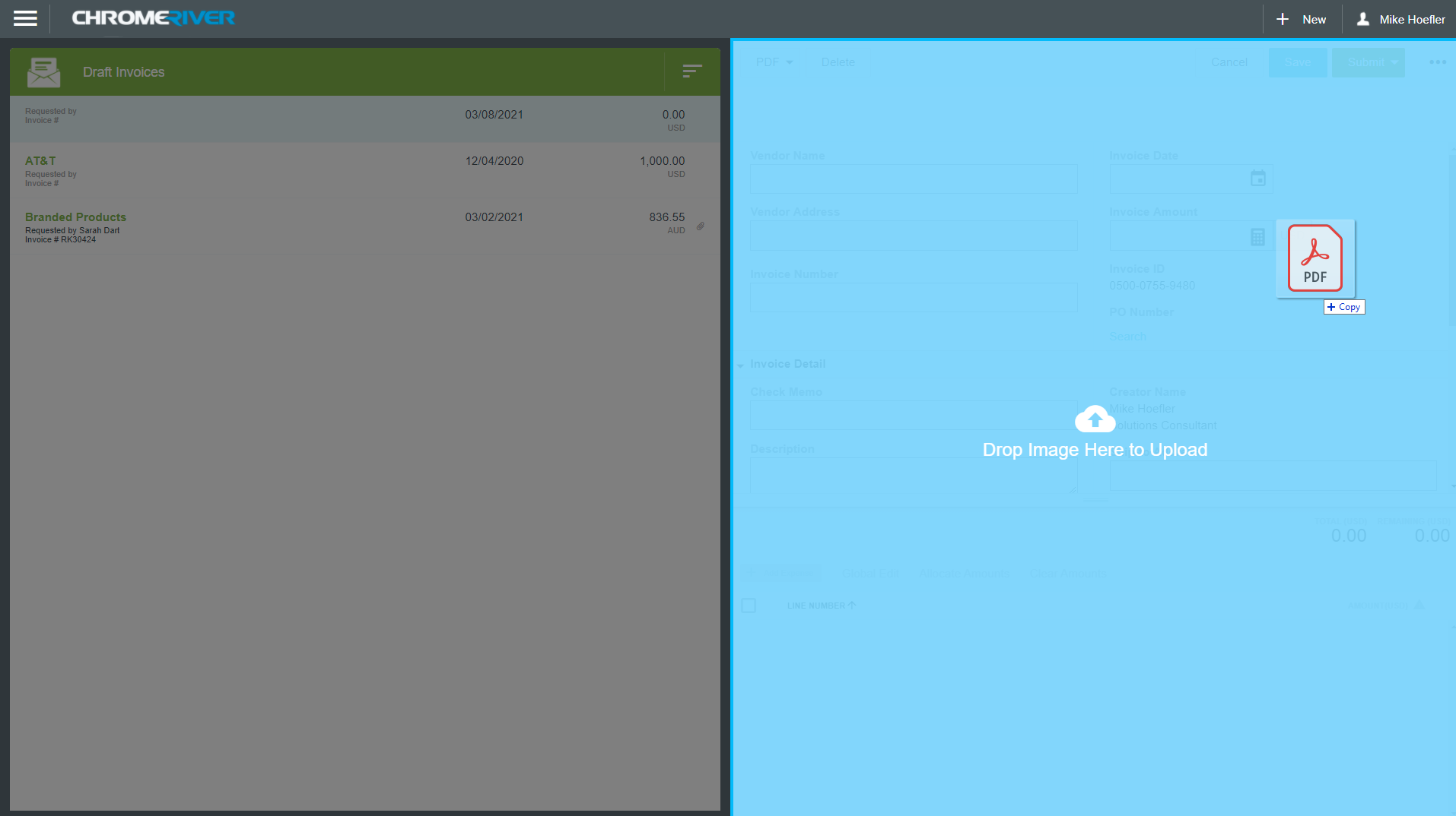screenshot of Emburse Invoice Enterprise